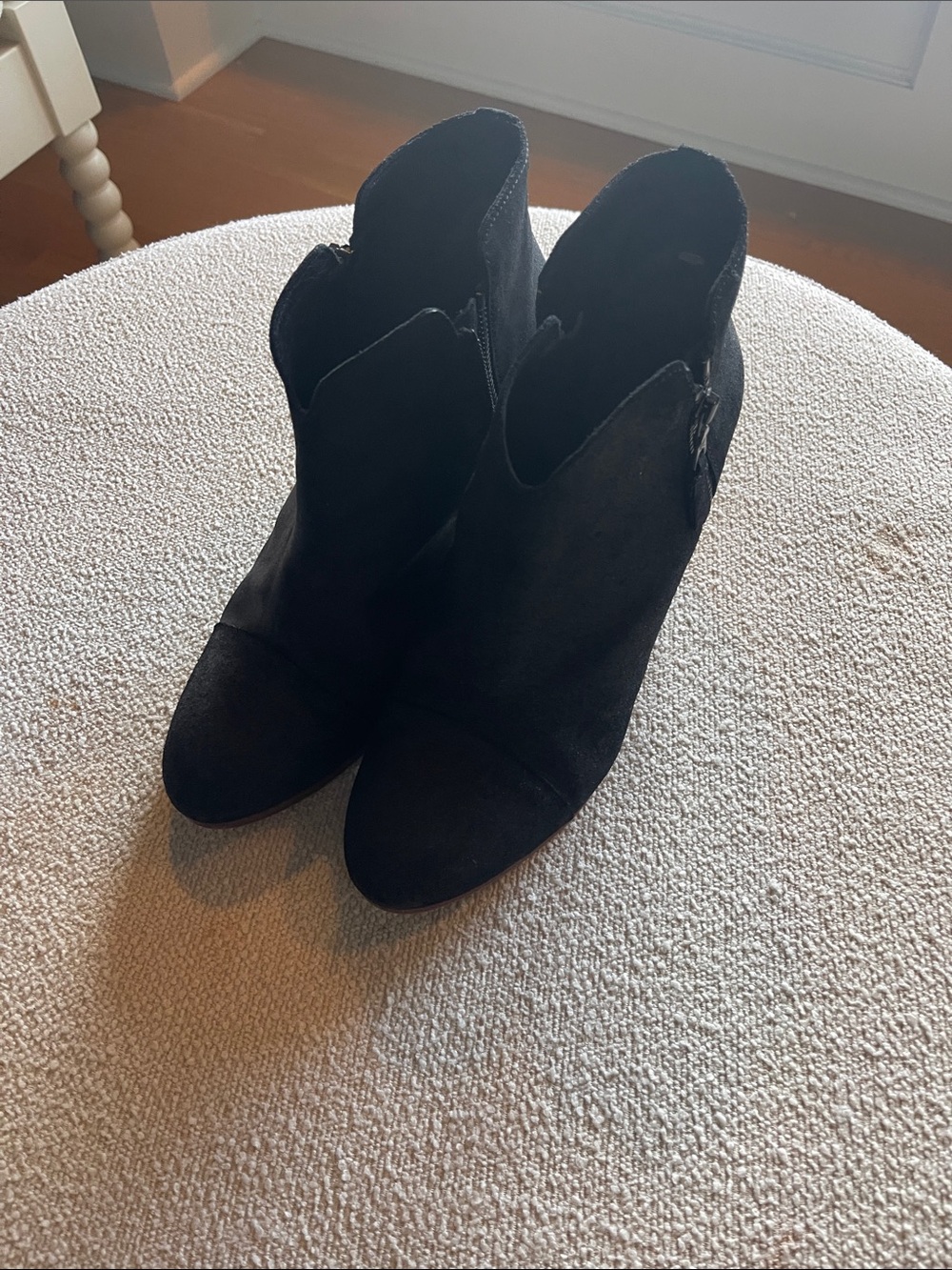 Rag & Bone Women's Black Suede Ankle Booties - Classic Side-Zip Heels, Sz 39